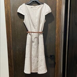 Anne Klein Cream Midi Dress with Tan Belt